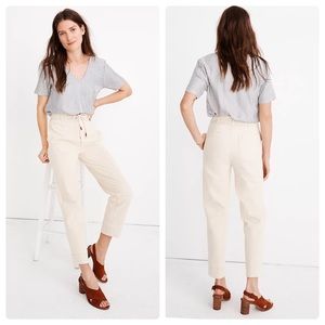 Madewell cream Sz 27 Tie-Waist Tapered Pants (f3750)